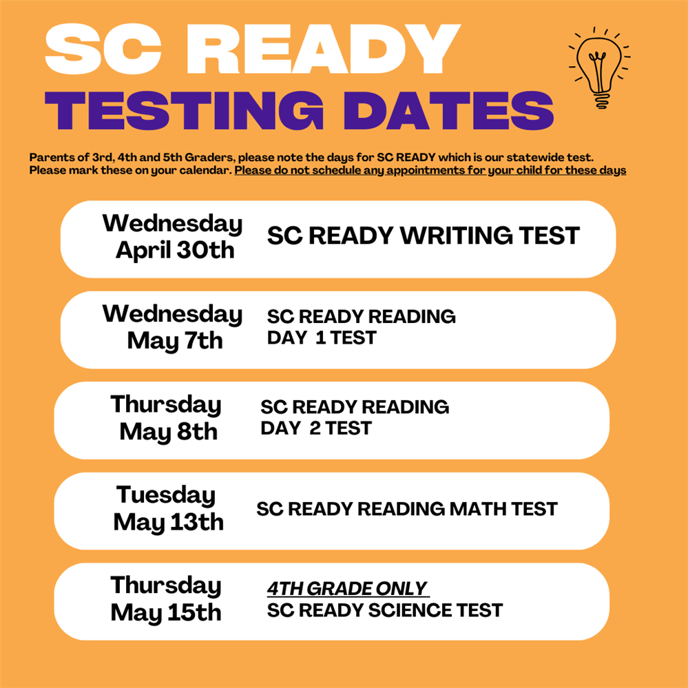  SC Ready Testing Dates 